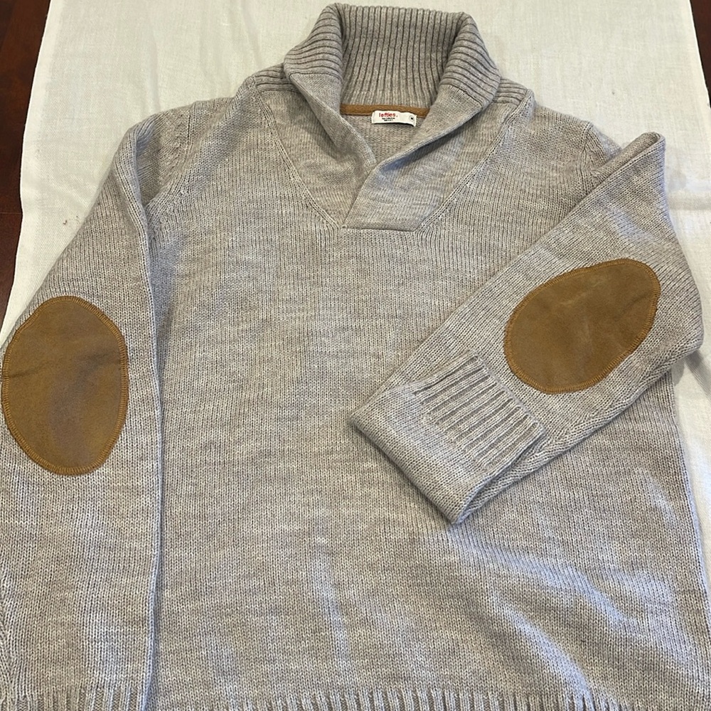 B14 Lefties sweater with elbow cover and high collar.  SZ medium WOOL BLEND